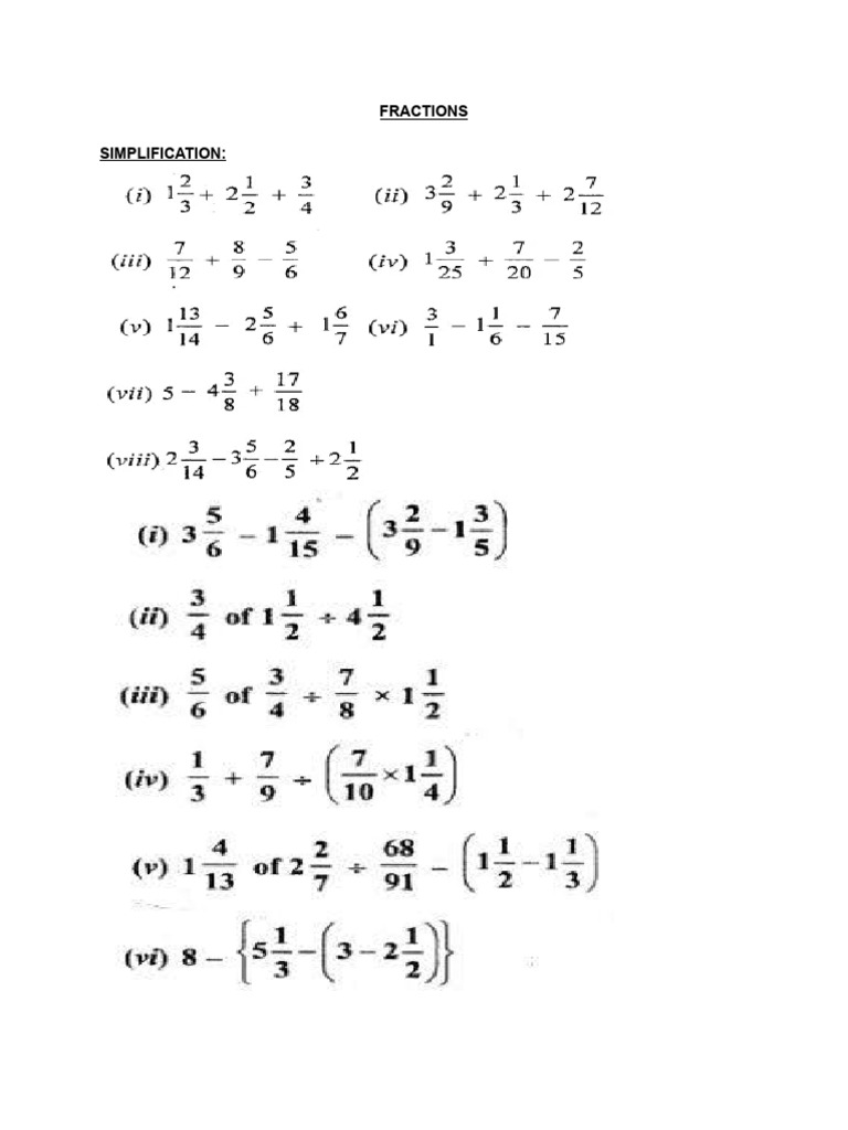 Fraction Simplifications | PDF