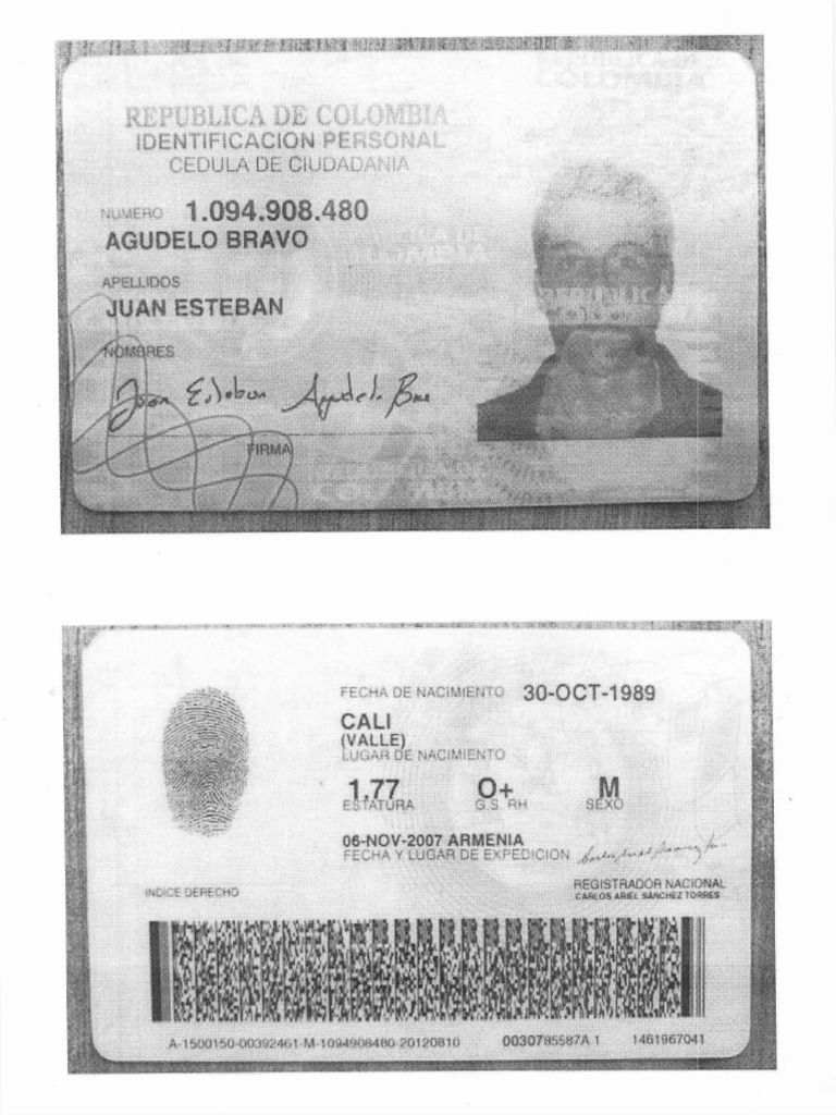 Cedula Del Representante Legal Juan Esteban Agudelo Bravo (1) (1) (1) | PDF