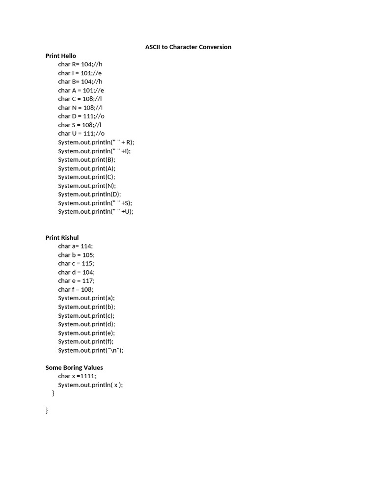 Java ASCII Value Program | PDF