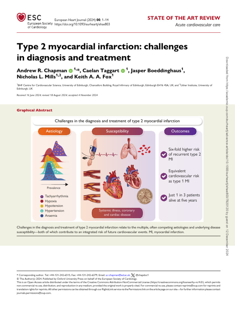 Type 2 Myocardial Infarction: Diagnosis & Treatment Challenges | PDF ...