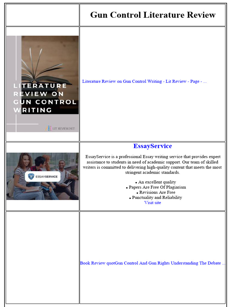 Gun Control Literature Review | PDF | Gun Control | Gun Politics In The ...