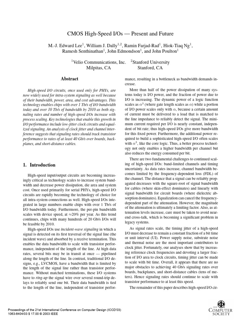 Future of CMOS High-Speed I/Os | PDF | Bandwidth (Signal Processing ...