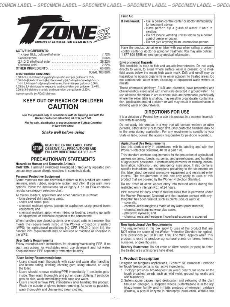 TZone SE Herbicide Application Guide | PDF | Herbicide | Lawn