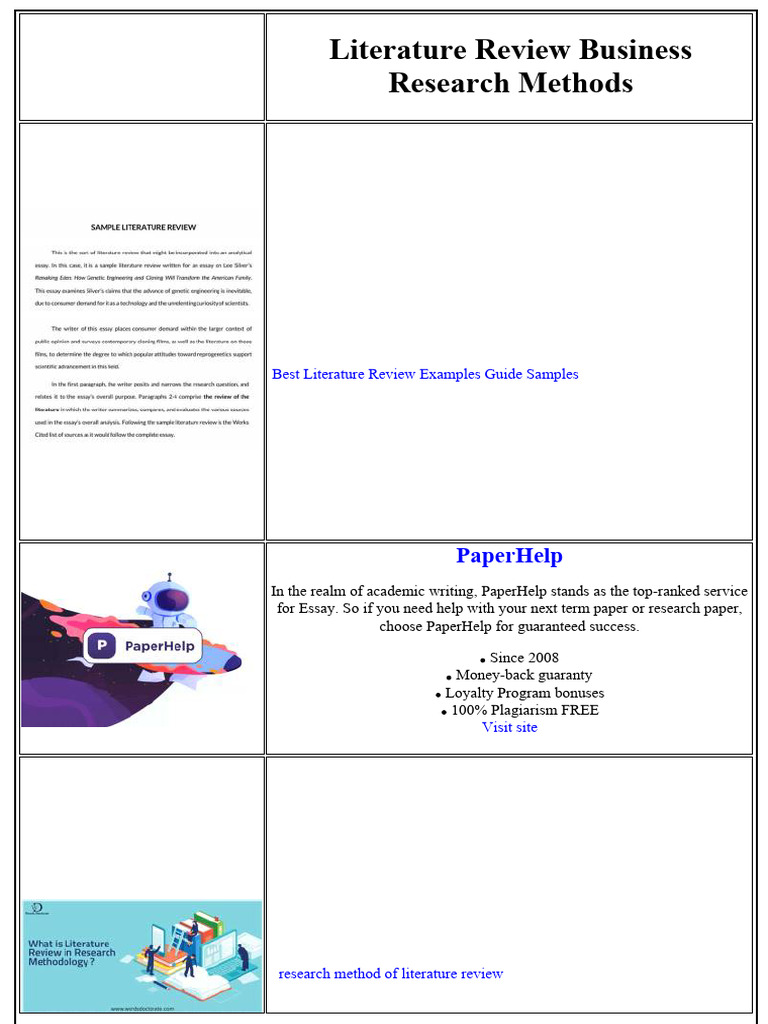 Literature Review Business Research Methods | PDF | Methodology ...
