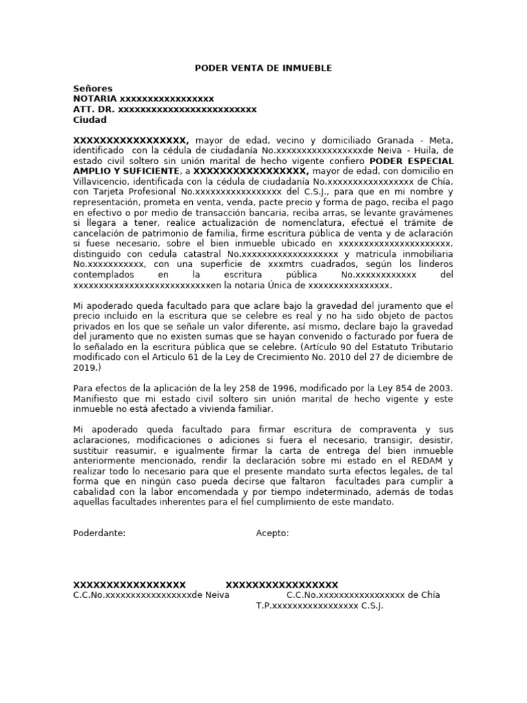 Poder Especial para Venta de Inmueble | PDF