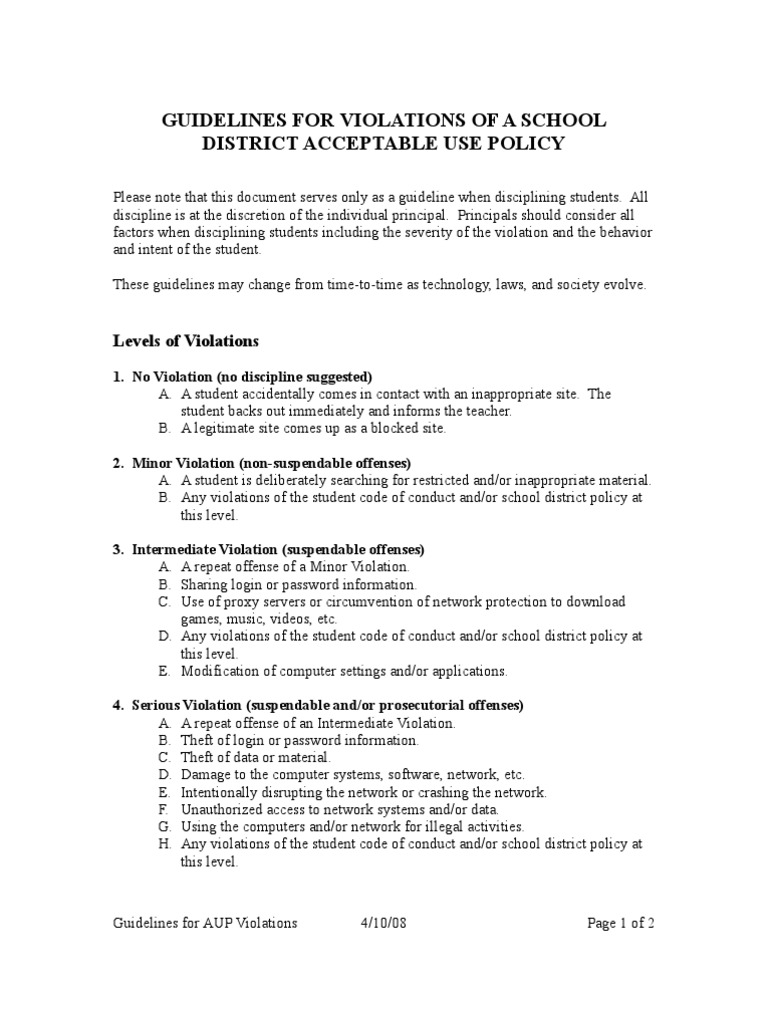 Guidelines For AUP Violations PDF