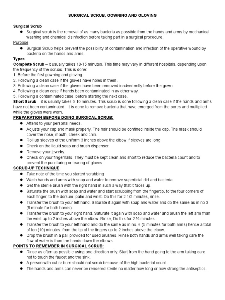 Scrubbing, Gowning And Gloving Surgery Hand