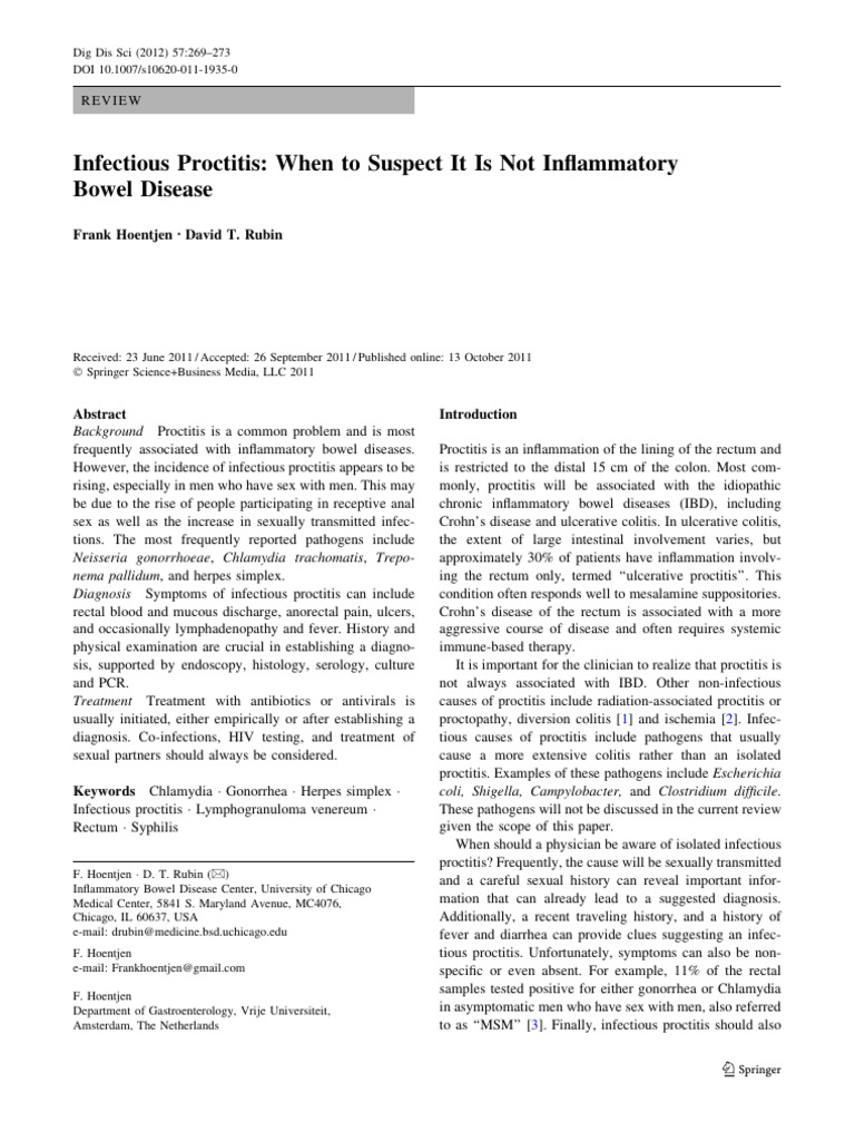 Infectious Proctitis: Diagnosis and Treatment | PDF | Immunology ...
