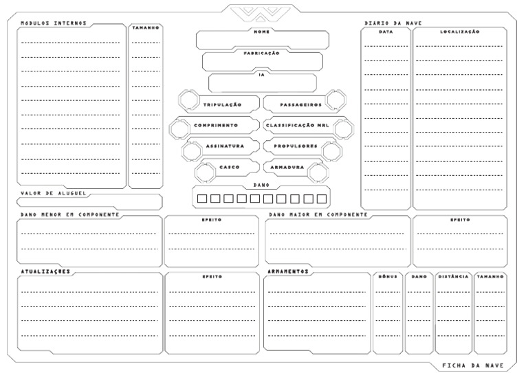 Ficha Da Nave Alien RPG Limpa | PDF