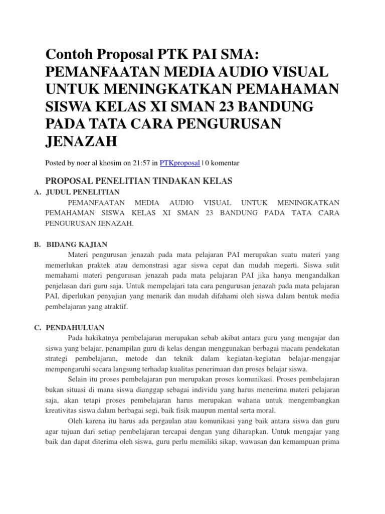 Contoh Proposal PTK | PDF | Karier & Perkembangan | Ilmu Sosial