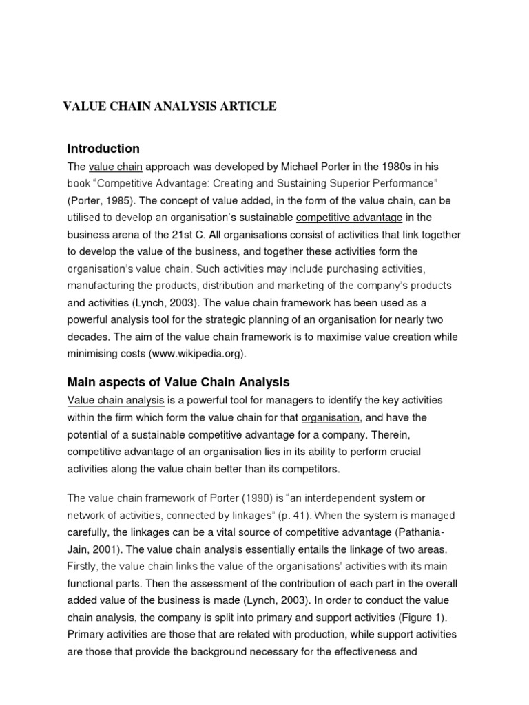 Value Chain Analysis for Competitive Advantage | PDF | Business | Computers