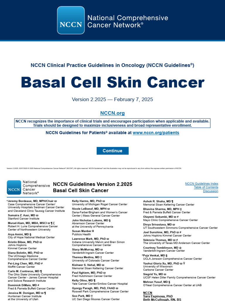 NCCN Basal Cell Skin Cancer Guidelines 2025 | PDF | Clinical Medicine ...