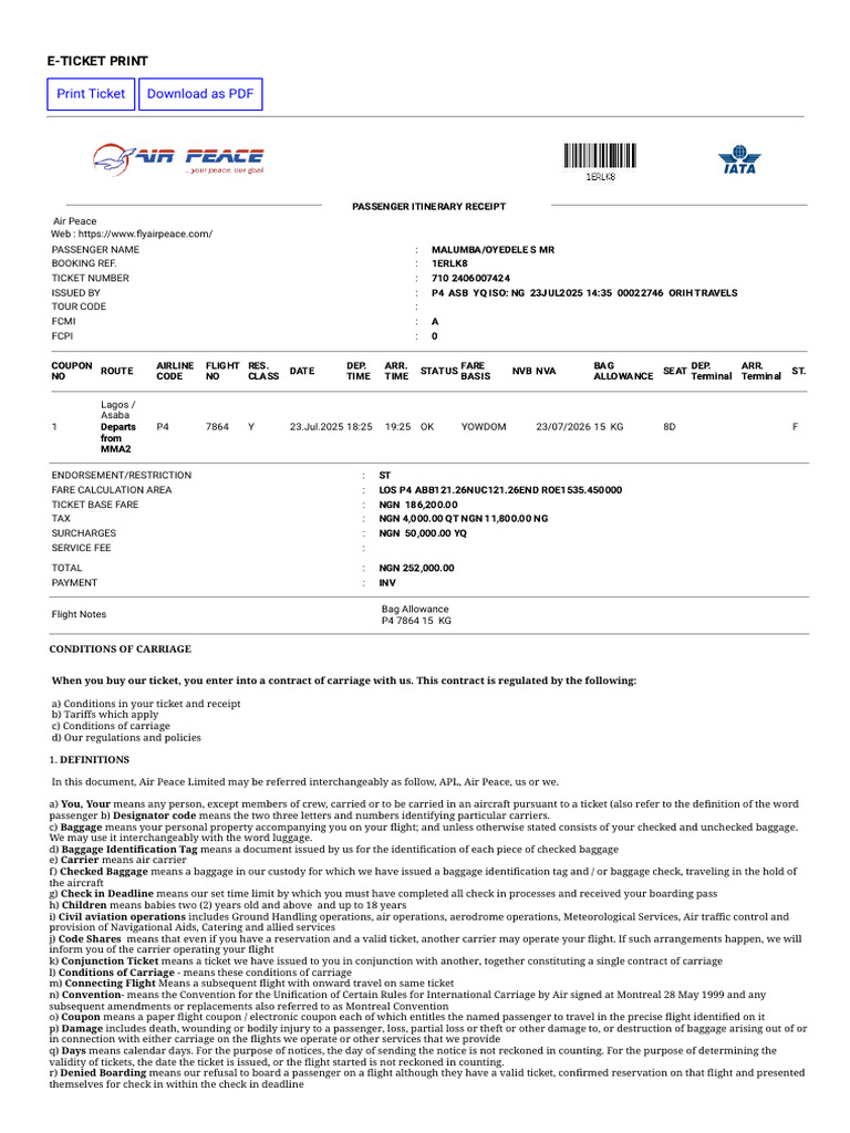 Book-Airpeace.crane.aero JSF Itinerary.xhtml PrintAll=Tue | PDF ...