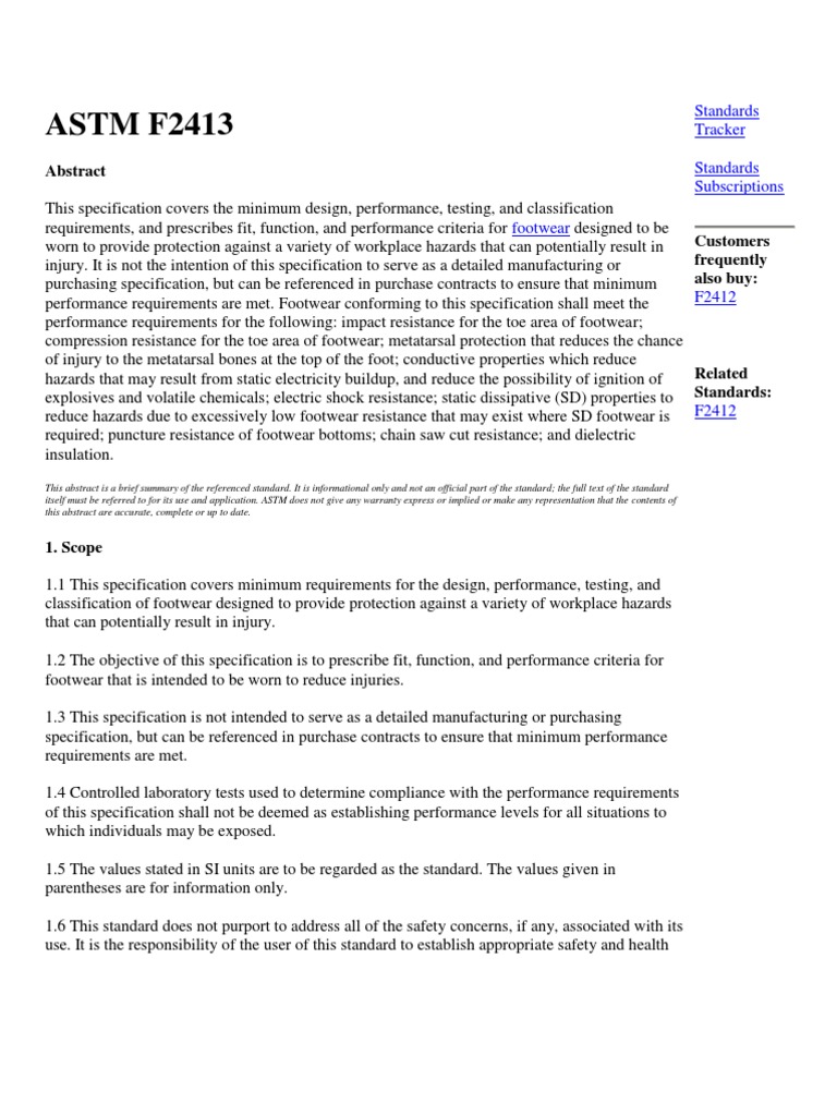 astm f2413 testing standards