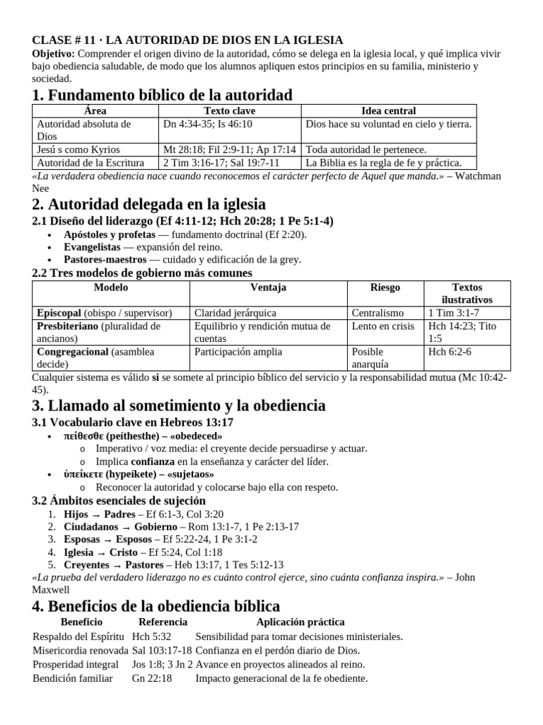 Autoridad de Dios en la Iglesia Local | PDF | Iglesia cristiana