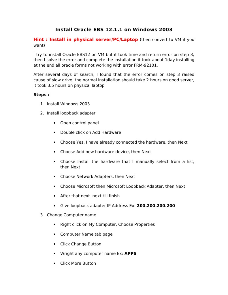 Install Oracle Ebs 12 Pdf Windows Server 2003 System Software