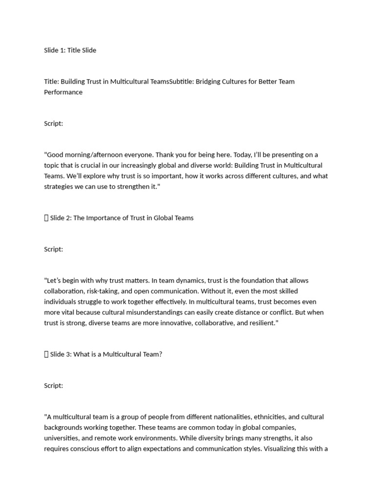 Building Trust in Multicultural Teams | PDF | Leadership ...