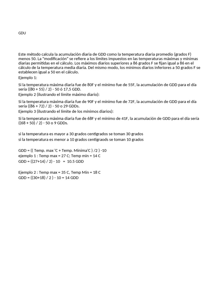 Cálculo de GDD según Temperaturas | PDF | Propiedades termodinámicas ...