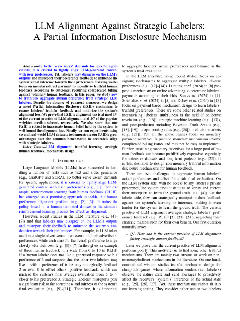 Aligning LLMs with Strategic Feedback | PDF | Incentive | Applied ...