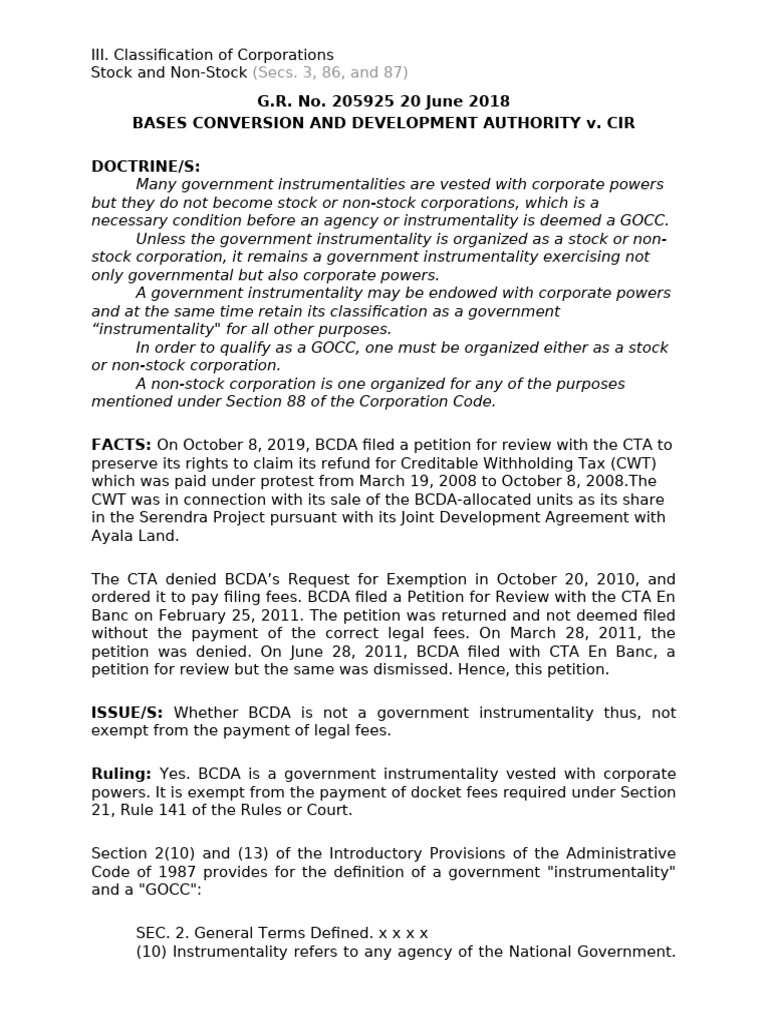 Definition of Government Instrumentality | PDF | Corporations | Stocks
