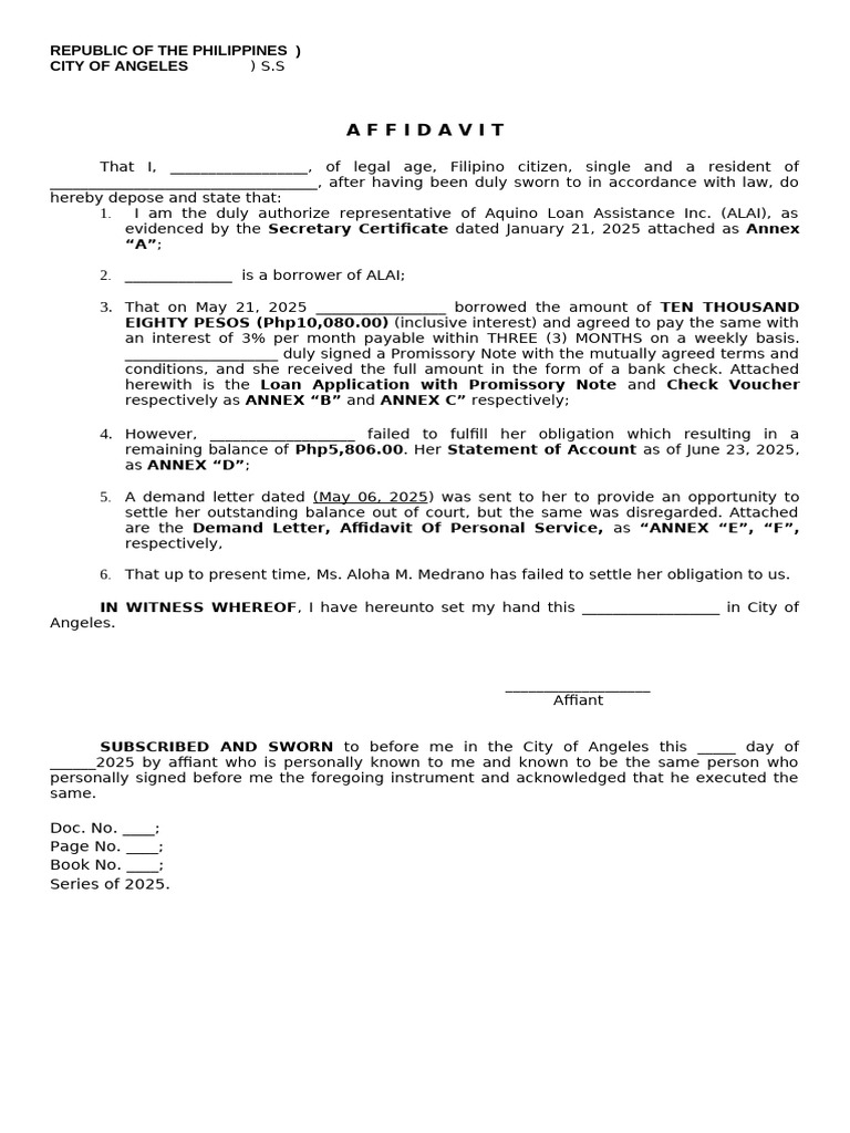 Affidavit sample | PDF