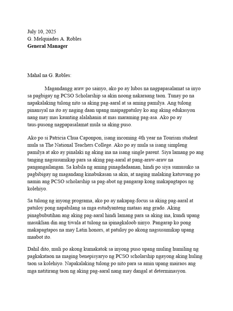 Pcso Letter | PDF