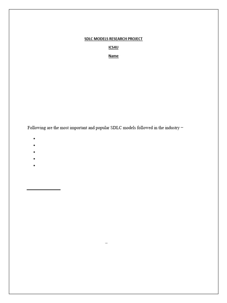 SDLC Models Overview and Analysis | PDF | Software Development Process ...