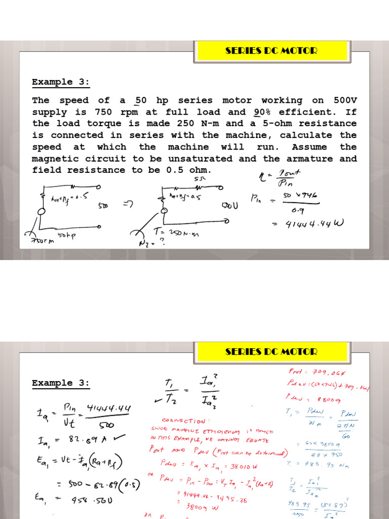 Series Motor Examole 3 Correction | PDF