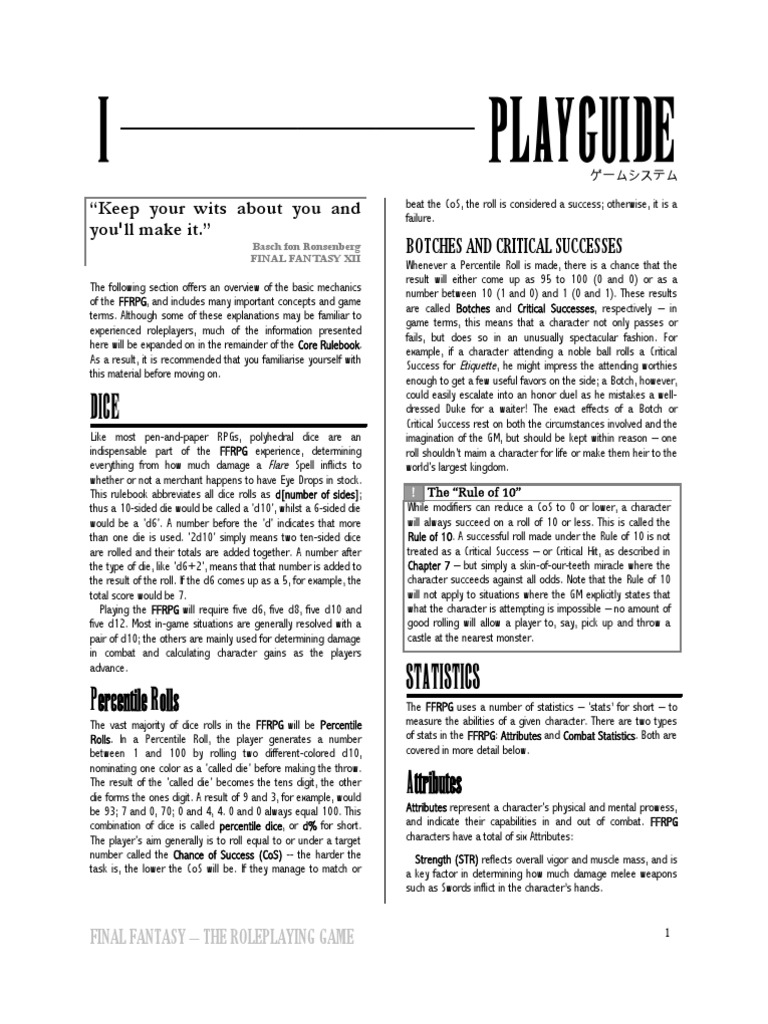 I Playguide: Percentile Rolls Attributes | PDF | Dice | Gaming
