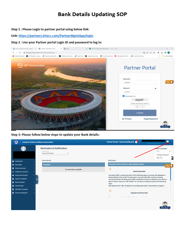 Update Bank Details SOP | PDF