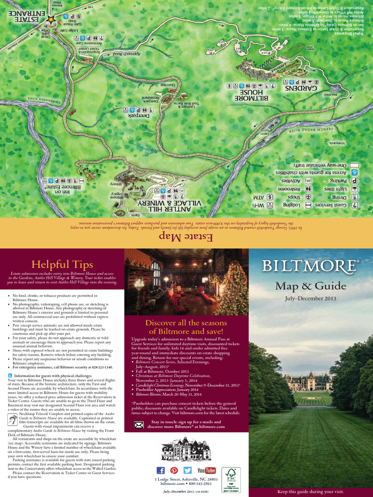 Biltmore Estate Visitor Map & Guide | PDF | Lunch | Cuisine