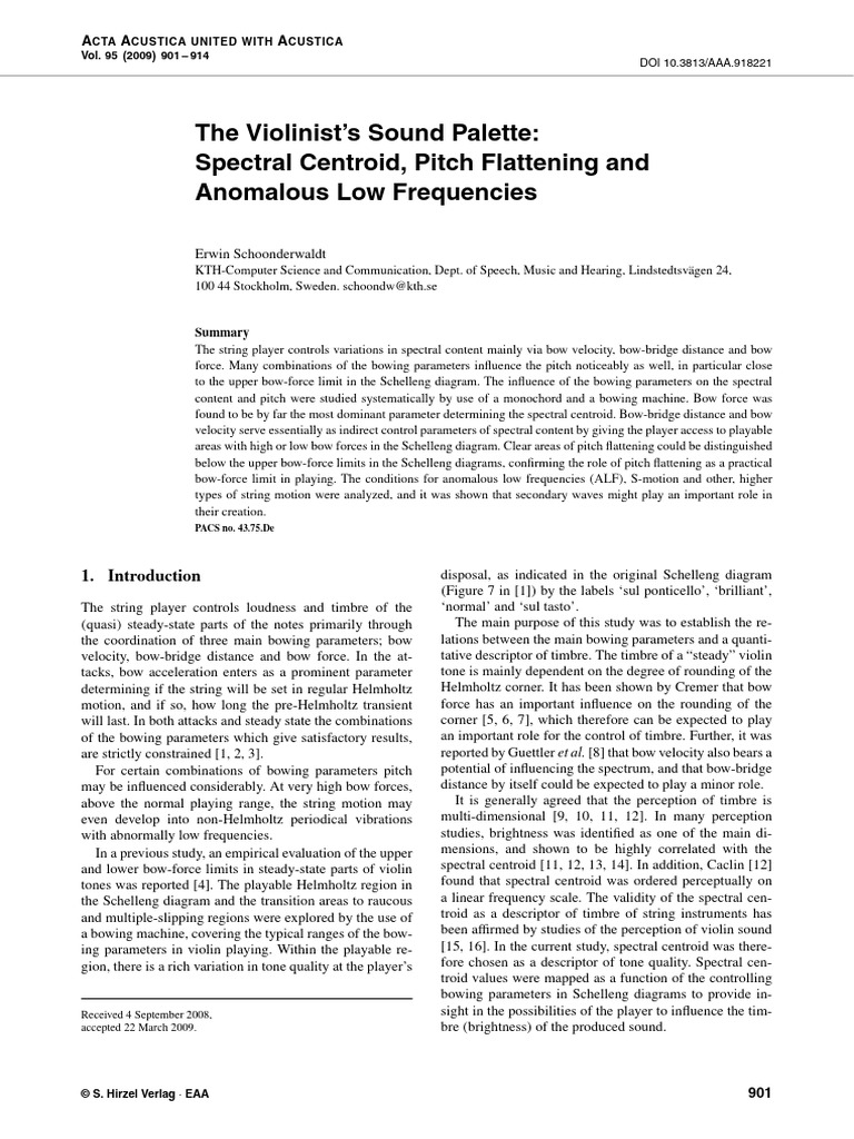 Violin Sound Control: Bowing Parameters | PDF | Spectral Density ...