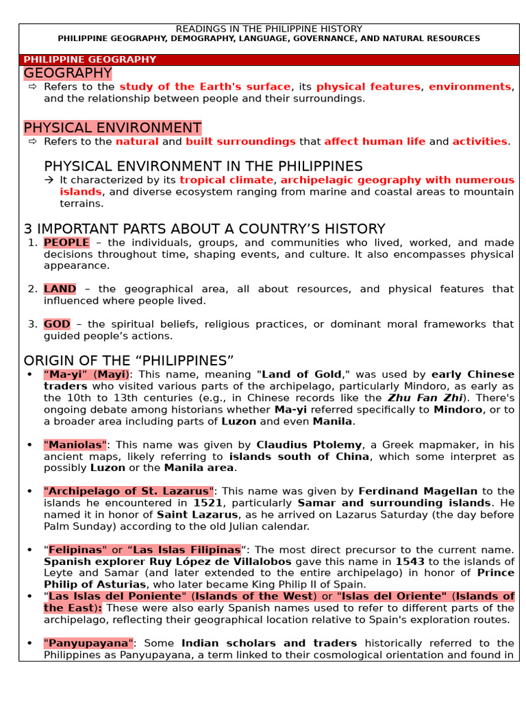 Philippine Geography and History Overview | PDF | Philippines | Luzon