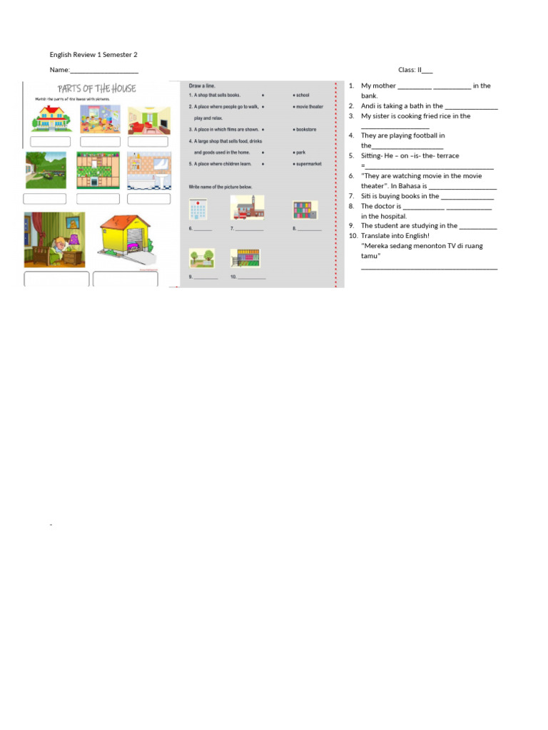 English Review 1 Sem 2 Grade 2 | PDF