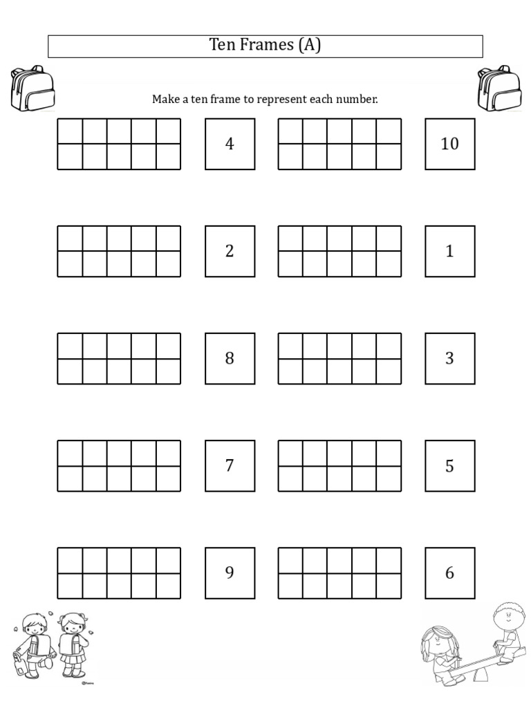 Blank Ten Frames With The Numbers in Random Order (A) | PDF