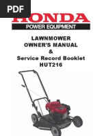 Lawnmower Owner'S Manual & Service Record Booklet HUT216: Printed October 2004 by Kenmark Press 03 9555 6075