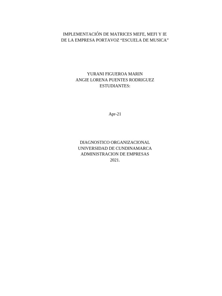 Implementación de Matrices Mefe, Mefi y Ie | PDF