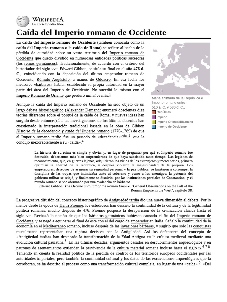 Caída del Imperio Romano de Occidente | PDF | imperio Romano ...