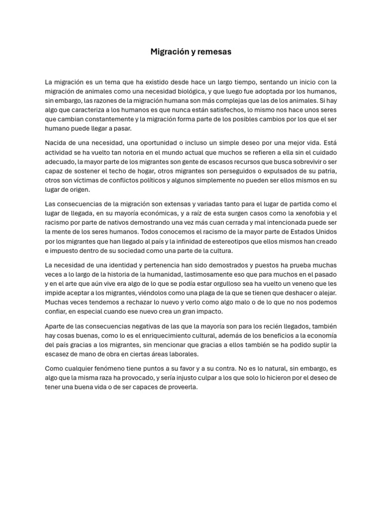Impacto de la Migración y Remesas | PDF | Migración humana | Racismo