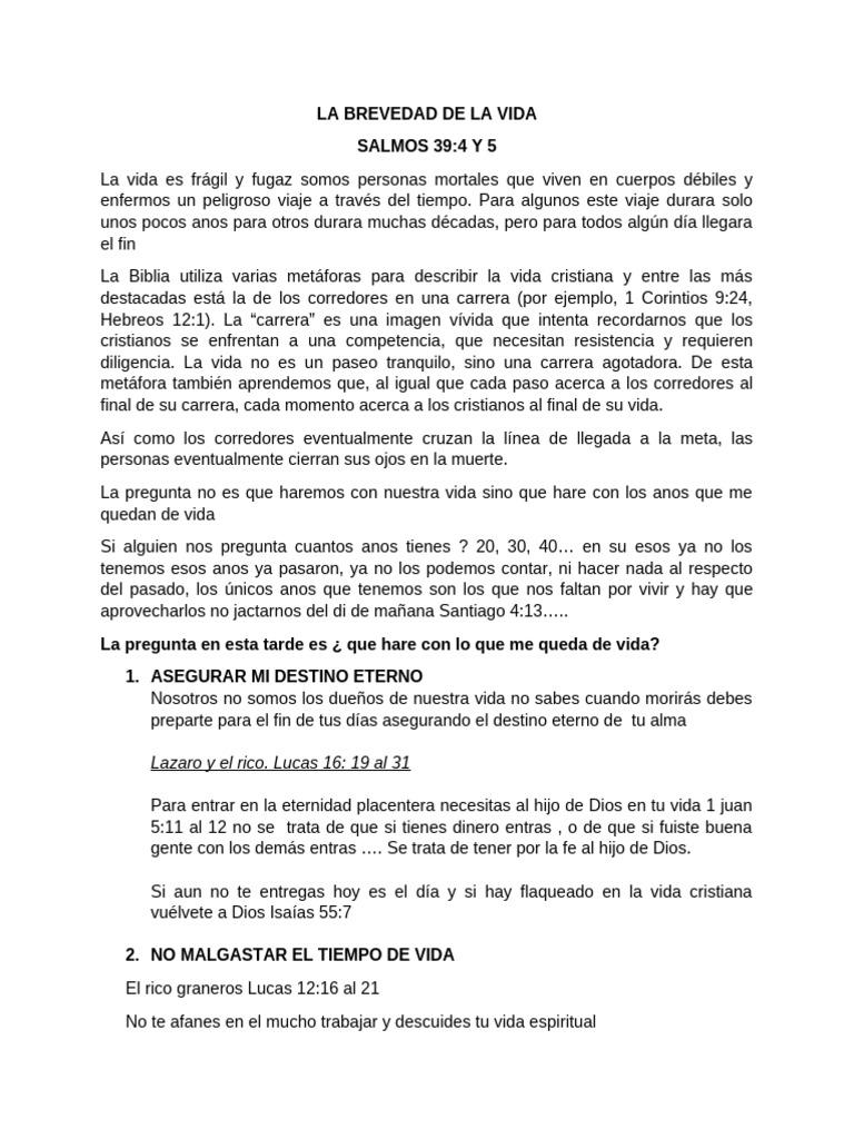 Reflexiones sobre la Brevedad de la Vida | PDF | Teología | Creencia ...