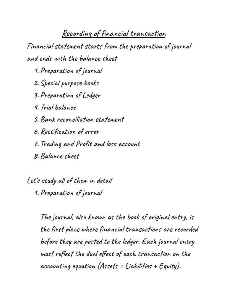 Financial Transaction Recording Guide | PDF | Debits And Credits ...