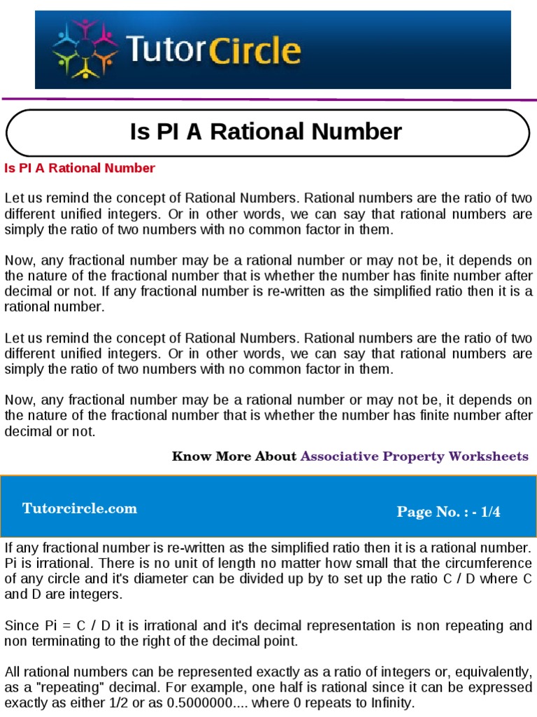 Is Pi A Rational Number Numbers Rational Number