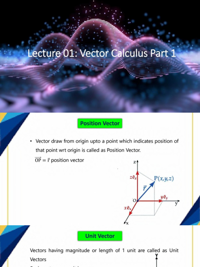 Lecture-01 - Vector Calculus Part-01 | PDF