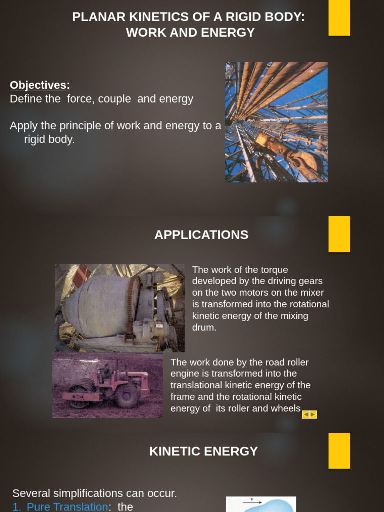 Rigid Body Work and Energy Principles | PDF | Force | Rotation