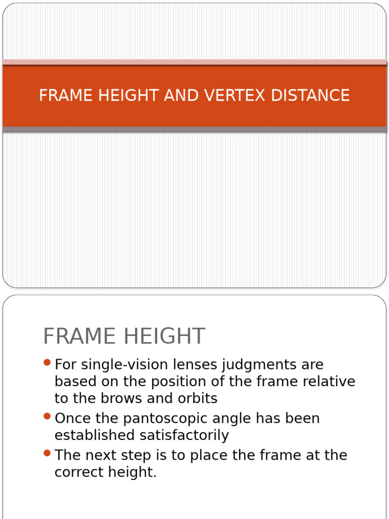 Frame Height and Vertex Distance | PDF | Vision | Electromagnetic Radiation