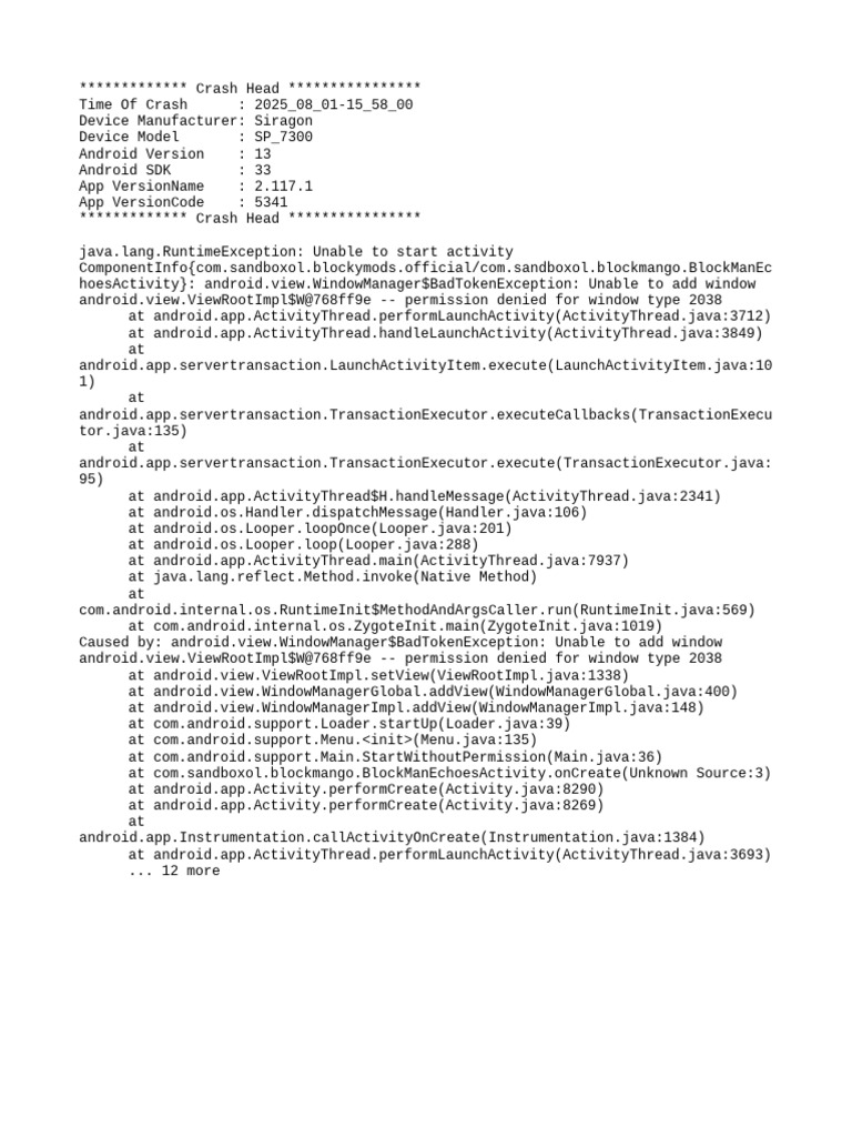 mod_menu_crash_2025_08_01-15_58_00 | PDF | Android (Operating System ...