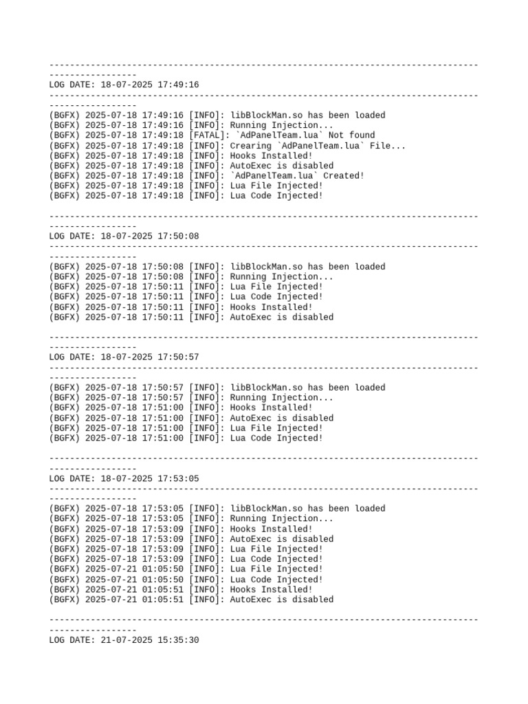 BGFX Lua Injection Log Summary | PDF