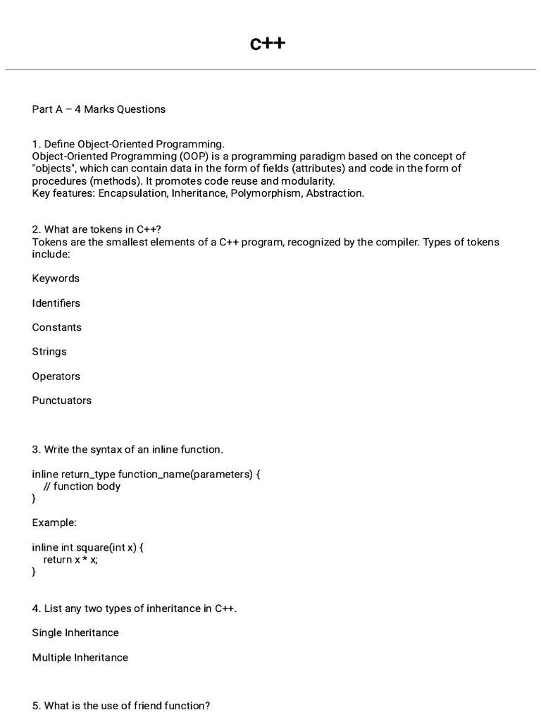 C++ OOP Concepts and Programming Examples | PDF | C++ | Object Oriented ...