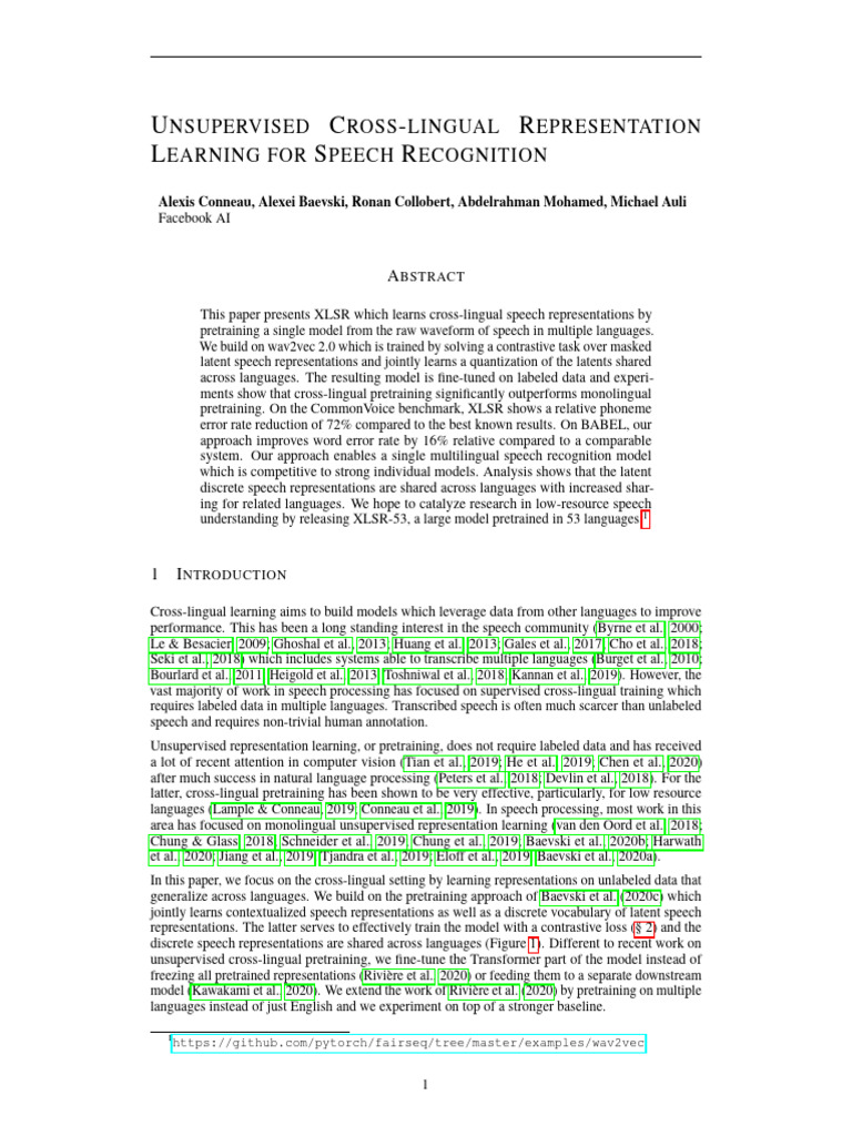 Cross-Lingual Speech Learning with XLSR | PDF | Multilingualism | Data ...
