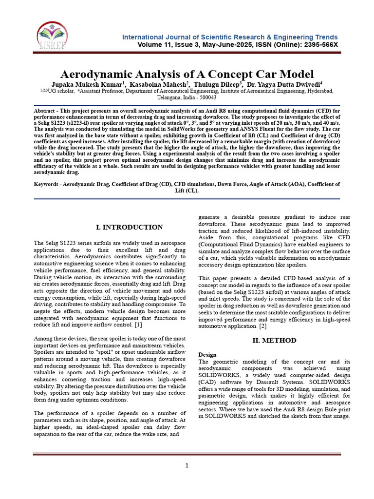 Aerodynamic Analysis of Audi R8 Model | PDF | Lift (Force) | Drag (Physics)